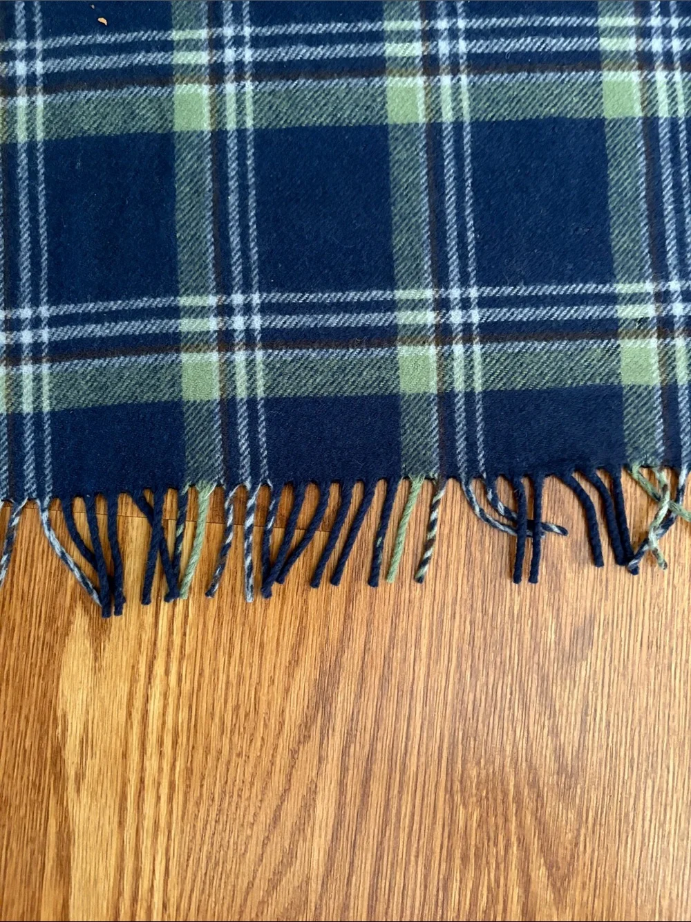 Pendleton Plaid Fringe Throw Blanket - Navy and Green